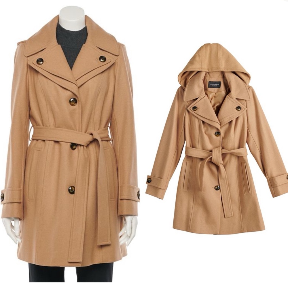 London Fog Tower Wool Coat in camel color- ladies size XL